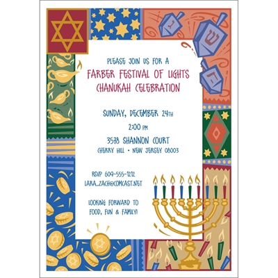 Hanukkah Symbols Invitation