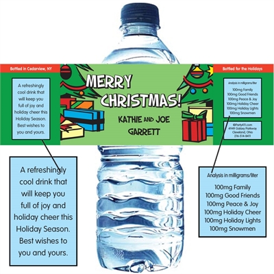 Christmas Tree Water Bottle Label