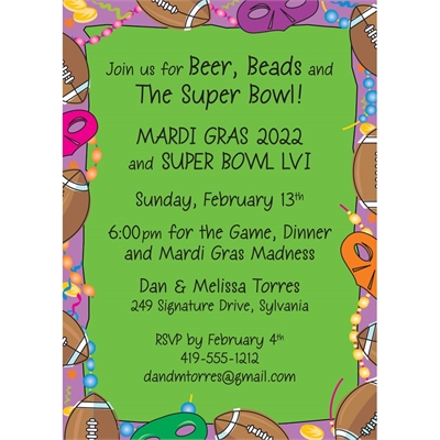 Mardi Gras Super Bowl Invitation