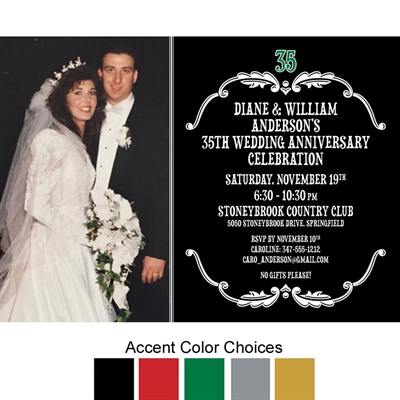 Vintage Anniversary Photo Invitation