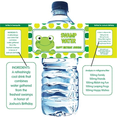 Leap Day Frog Theme Water Bottle Label
