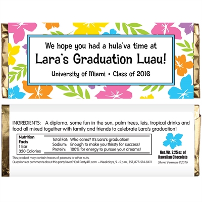 Graduation Luau Hibiscus Theme Candy Bar Wrapper