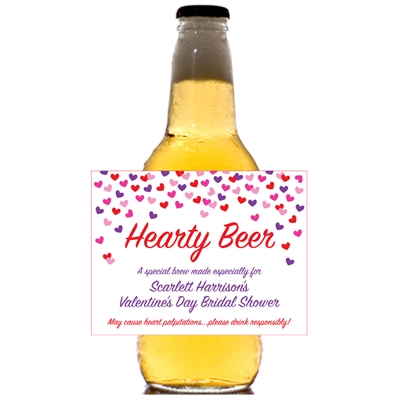 Heart Confetti Beer Bottle Label