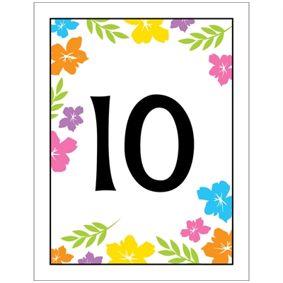 A Luau Hibiscus Theme Table Number