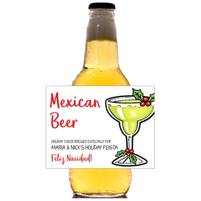 Christmas Fiesta Theme Beer Bottle Label