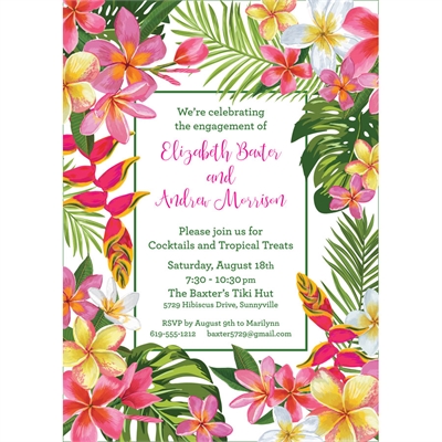 DIY White Orchids and Protea Bridal Shower Invitation Template Editable Invite OP87 Printable Tropical Flowers Bridal Luau Invite