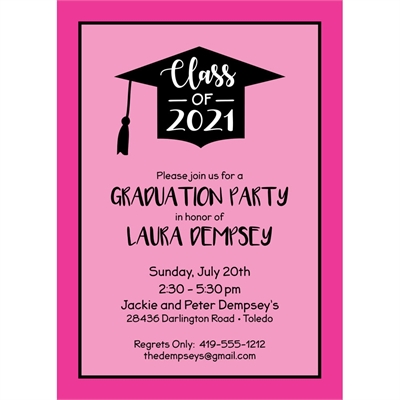 Graduation Cap Pink Invitation