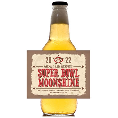 Western Theme Super Bowl Beer Bottle Label