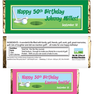 Birthday Golf Theme Candy Bar Wrapper