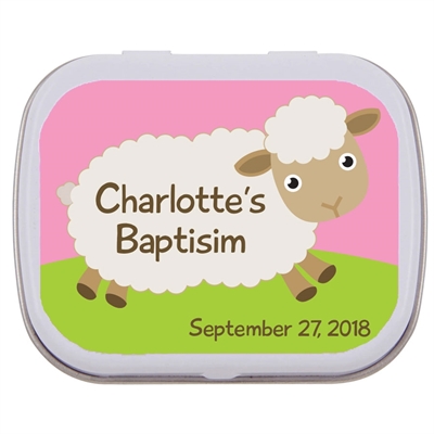 Baby Girl Baptism Mint Tin, Sheep