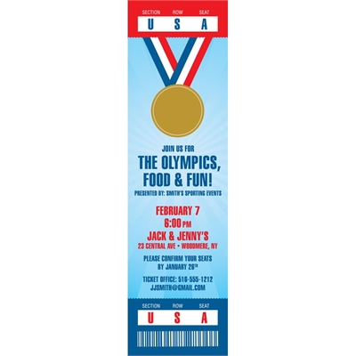 Olympics Party Ticket Invitation