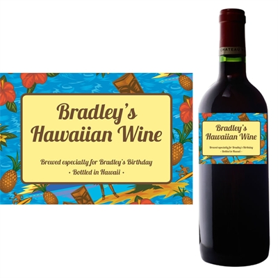 Hawaiian Shirt Wine Bottle Labels