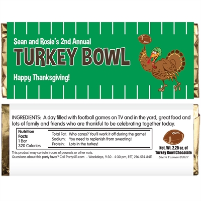 Thanksgiving Turkeybowl Theme Candy Bar Wrapper