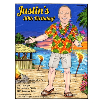 Hawaiian Shirt Guy Invitation, Add Your Face