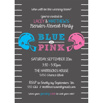 Football Theme Gender Reveal Party Invitation