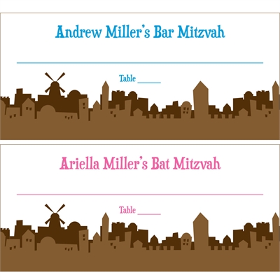 Jerusalem Skyline Mitzvah Seating Card