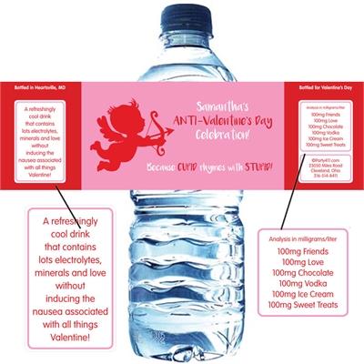 Cupid Anti-Valentine's Day Water Bottle Label