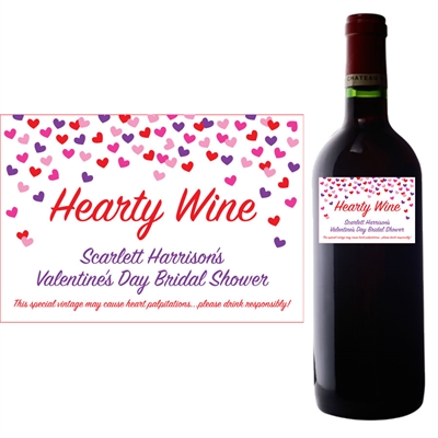 Heart Confetti Wine Champagne Bottle Label