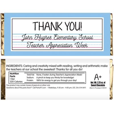 Teacher Appreciation Theme Candy Bar Wrapper