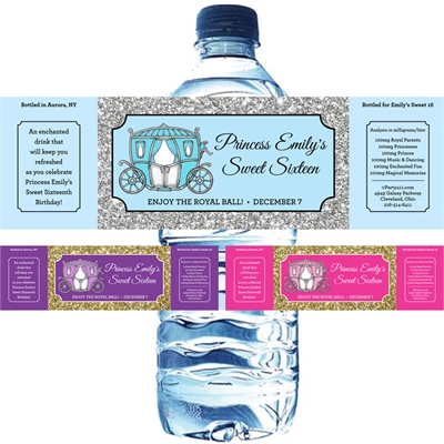 Fairy Tale Princess Theme Water Bottle Label