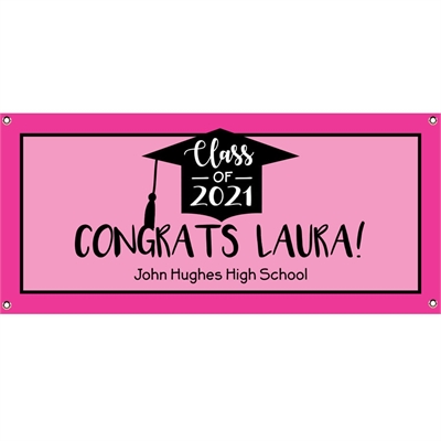 Graduation Cap Pink Theme Banner