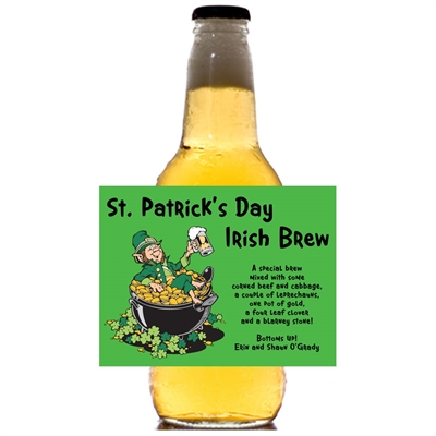 St. Patrick's Day Leprechauns Theme Beer Bottle Labels
