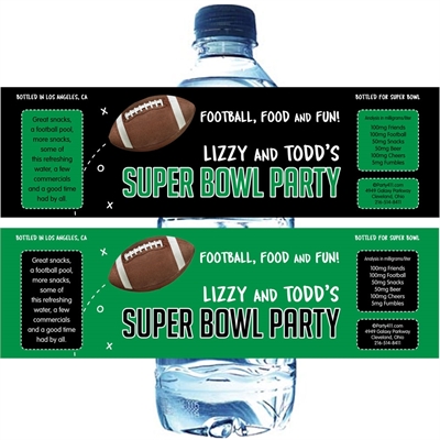 Football Party Water Bottle Label