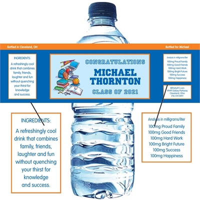 Graduation Sports Theme Water Bottle Label
