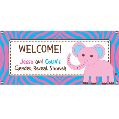 Jungle Theme Gender Reveal Party Banner