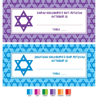 Mitzvah Stars Theme Seating Card