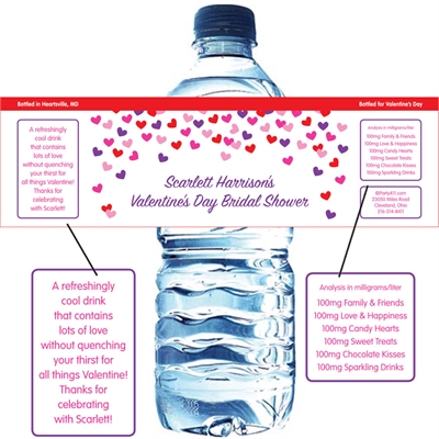 Heart Confetti Water Bottle Label