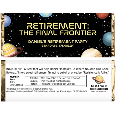 Final Frontier Retirement Party Candy Bar Wrapper