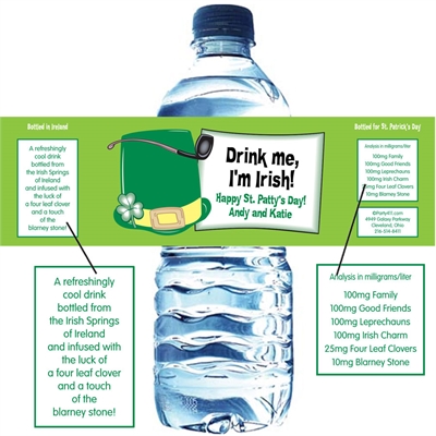 St. Patrick's Day Derby Theme Water Bottle Label