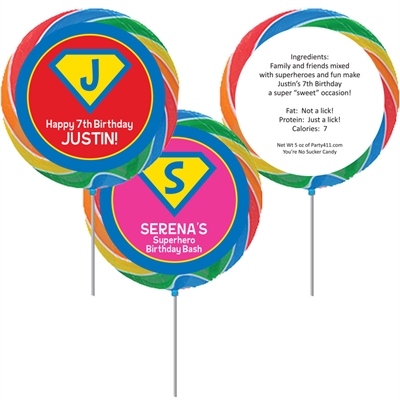 Superhero Party Theme Lollipop