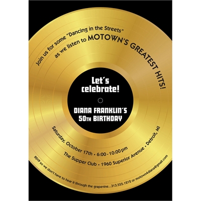 Motown Record Theme Invitation