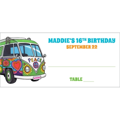 Hippie Bus Theme Seating Card