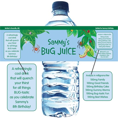 Wriggly Bugs Theme Bottle Label