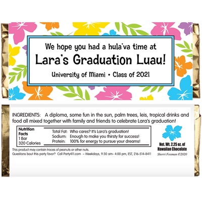 Graduation Luau Hibiscus Theme Candy Bar Wrapper