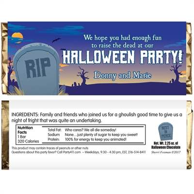 Halloween Graveyard Theme Candy Bar Wrapper
