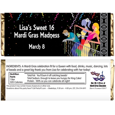 A Mardi Gras Balcony Theme Candy Bar Wrapper