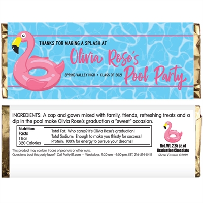 Graduation Pool Party Theme Candy Bar Wrapper