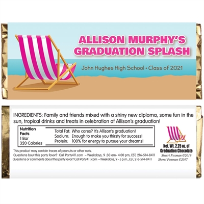 Graduation Beach Bash Theme Candy Bar Wrapper