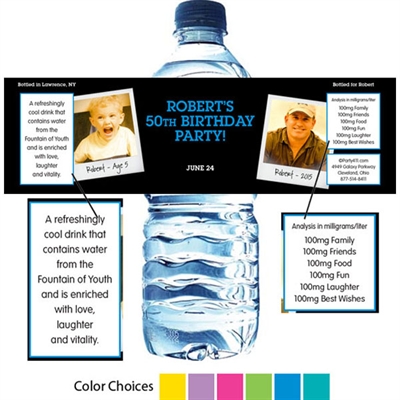 Birthday Polaroid Photo Theme Water Bottle Label