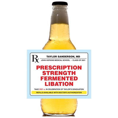 Graduation Prescription Pad Theme Beer Bottle Label
