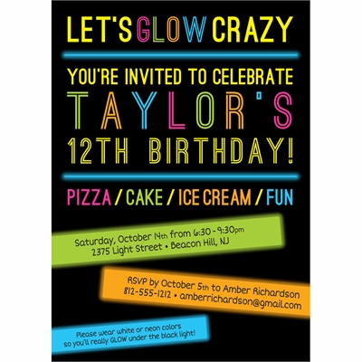 Glow Party Invitation