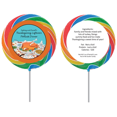 Thanksgiving Potluck Theme Custom Lollipop