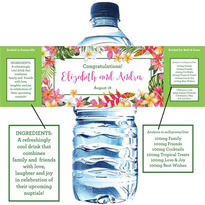 Tropical Flower Water Bottle Label