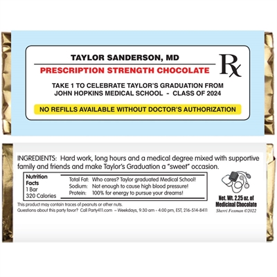 Graduation Prescription Pad Theme Candy Bar Wrapper