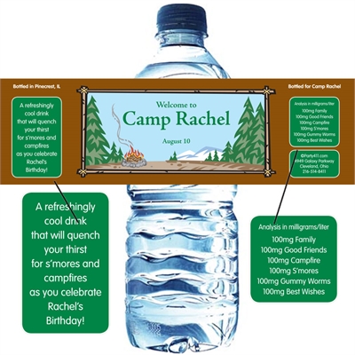 Camp Theme Water Bottle Label