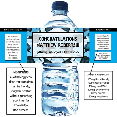 Graduation Caps Theme Water Bottle Label